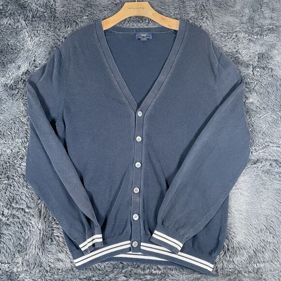 Brooks Brothers 346 Cardigan Sweater Size Large Navy Blue Long Sleeve Preppy - Picture 1 of 6